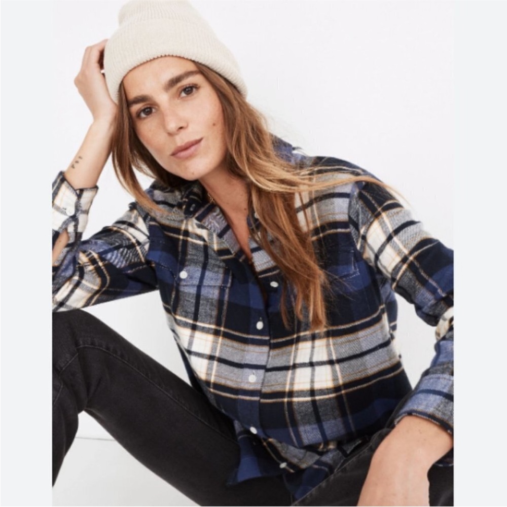 Madewell Flannel Flap Pocket Ex-Boyfriend Plaid Shirt